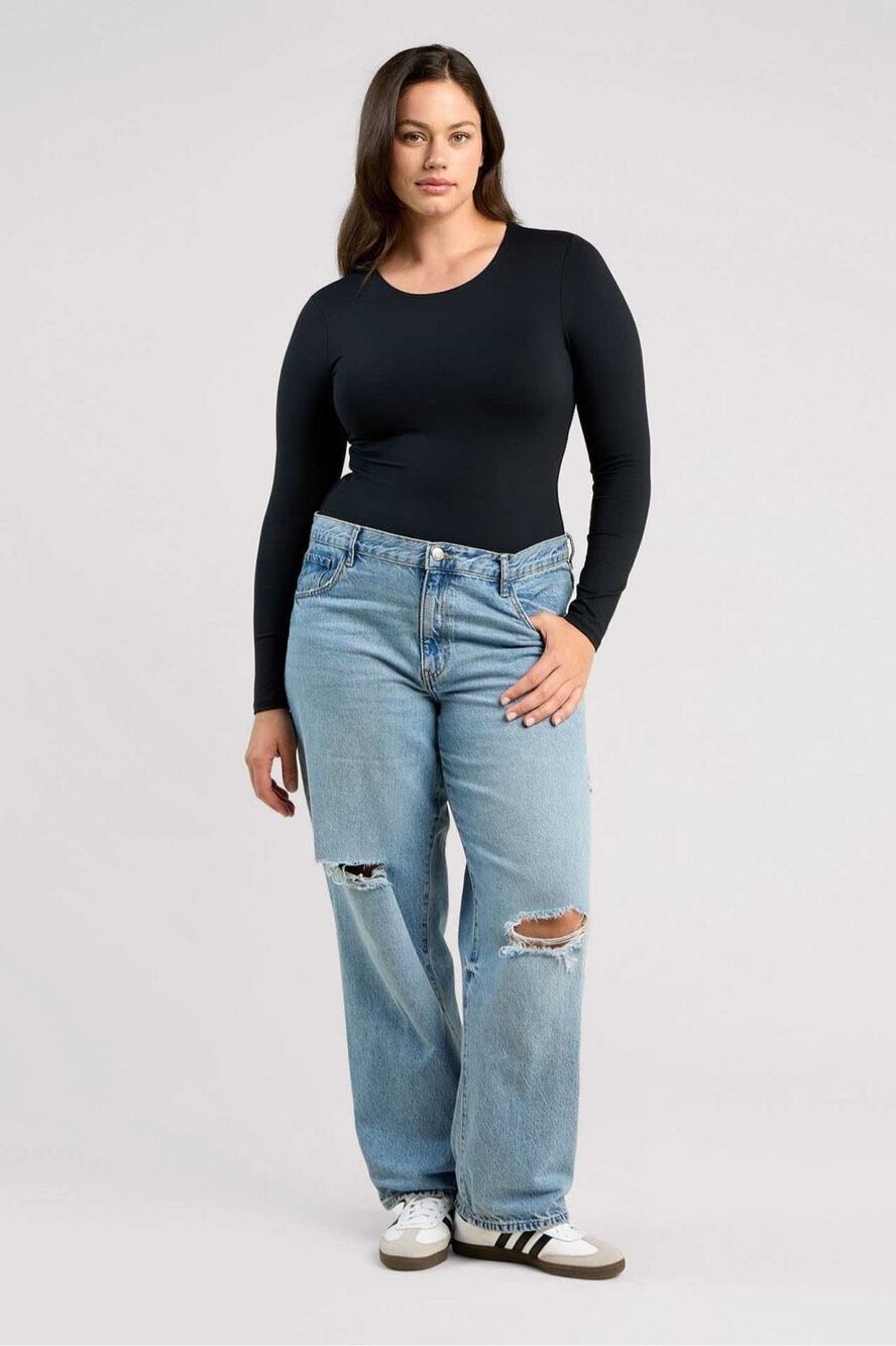 Nuuds Long Sleeve Crewneck Bodysuit Black Size Small
